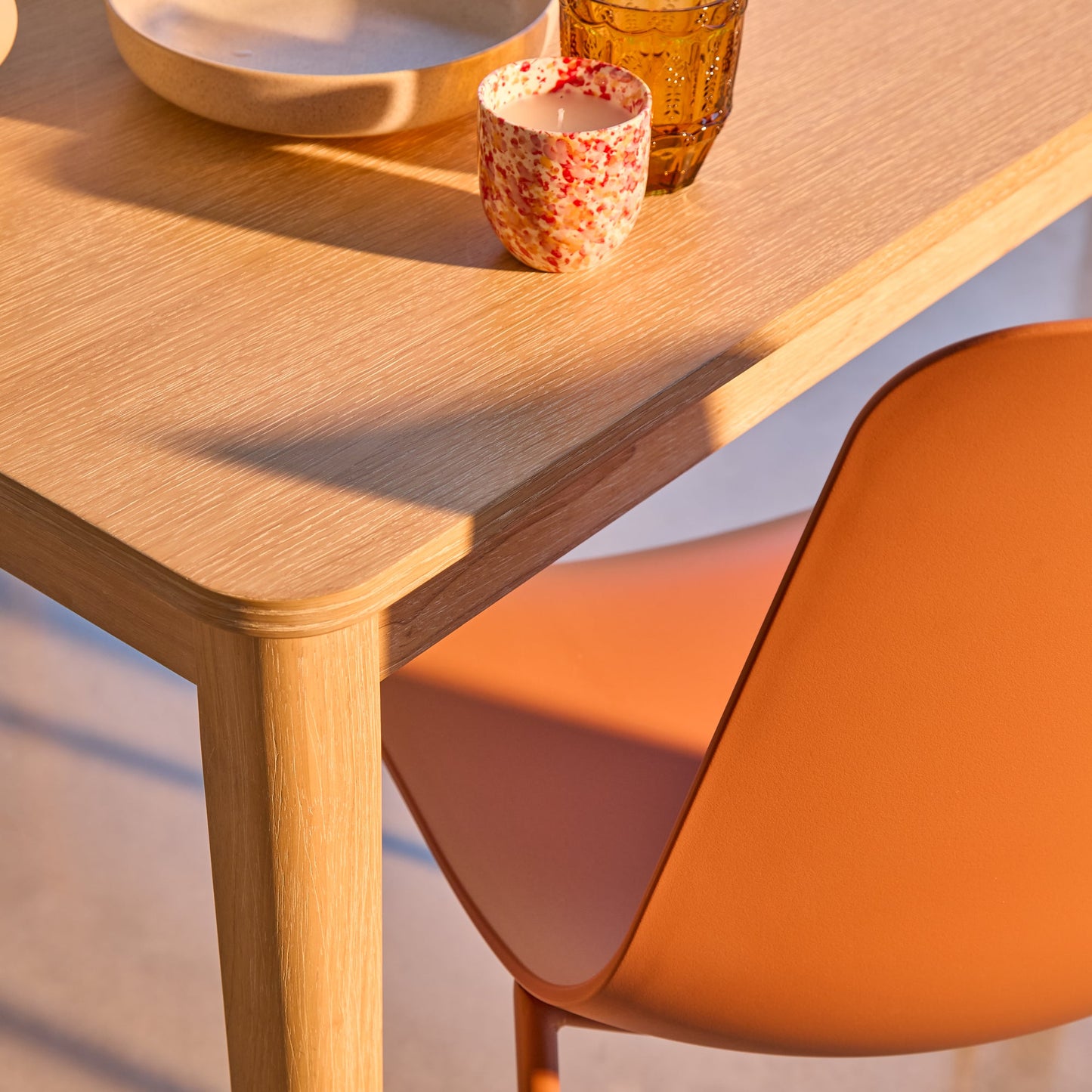 Paul Whitewash Extendable Dining Table Set - 4 Seater - Wren Orange Dining Chairs - Laura James 
