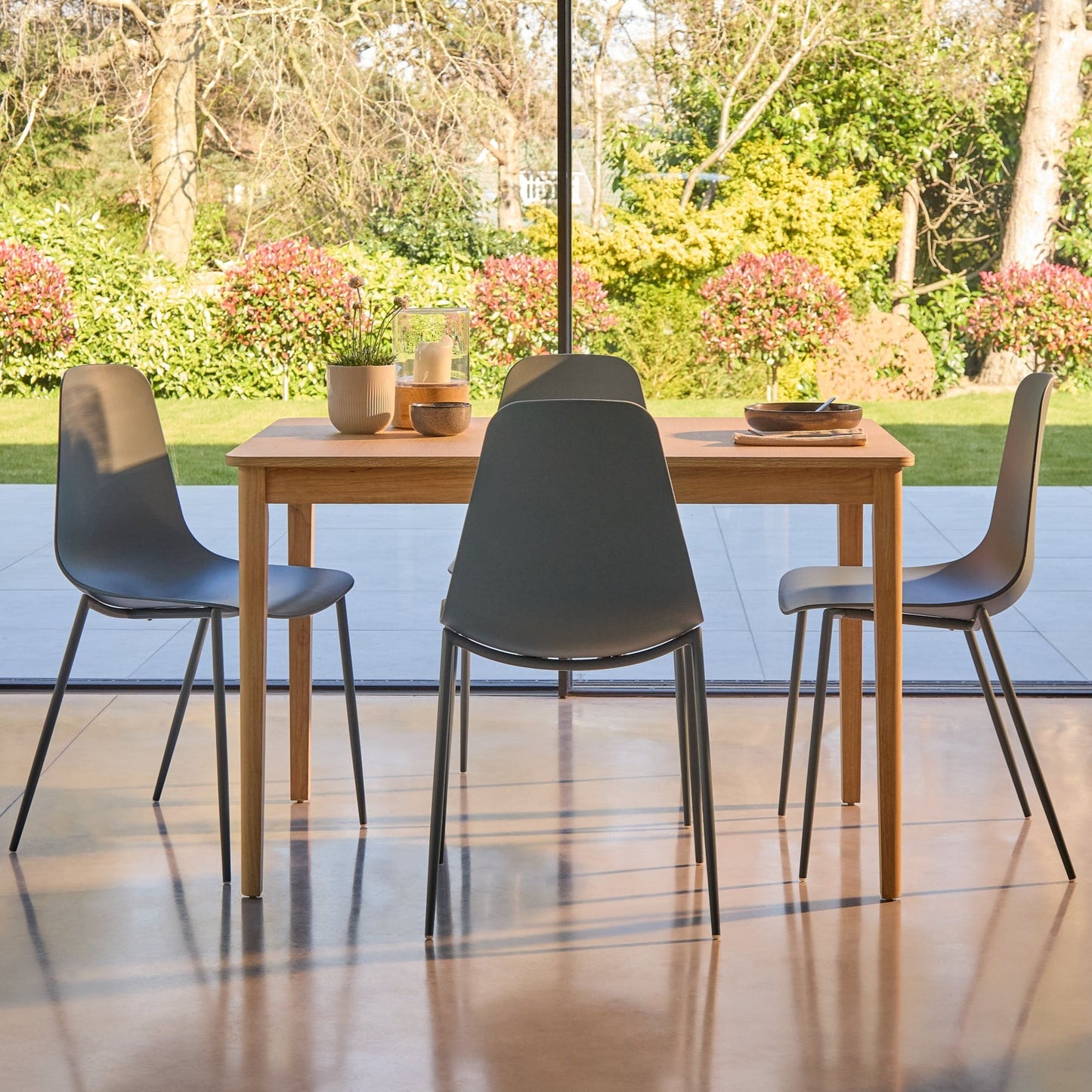 Paul Whitewash Extendable Dining Table Set - 4  Seater - Wren Blue Dining Chairs - Laura James 