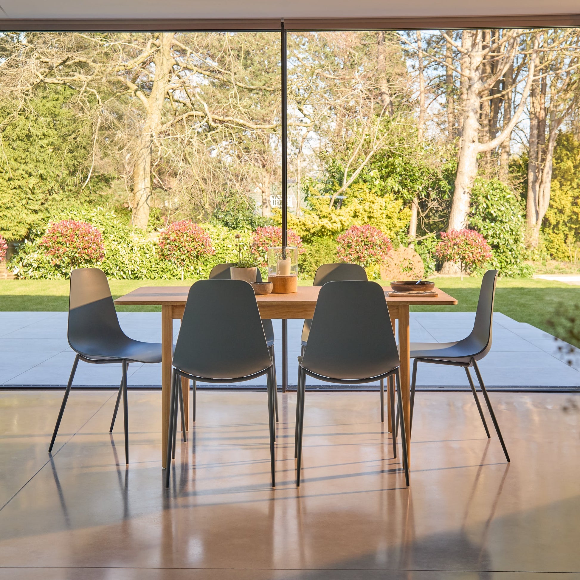 Paul Whitewash Extendable Dining Table Set - 6 Seater - Wren Blue Dining Chairs - Laura James 