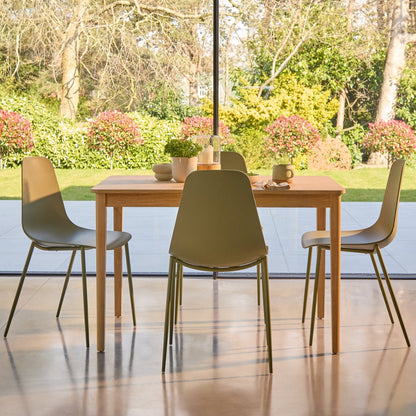 Paul Whitewash Extendable Dining Table Set - 4 Seater - Wren Green Dining Chairs 
