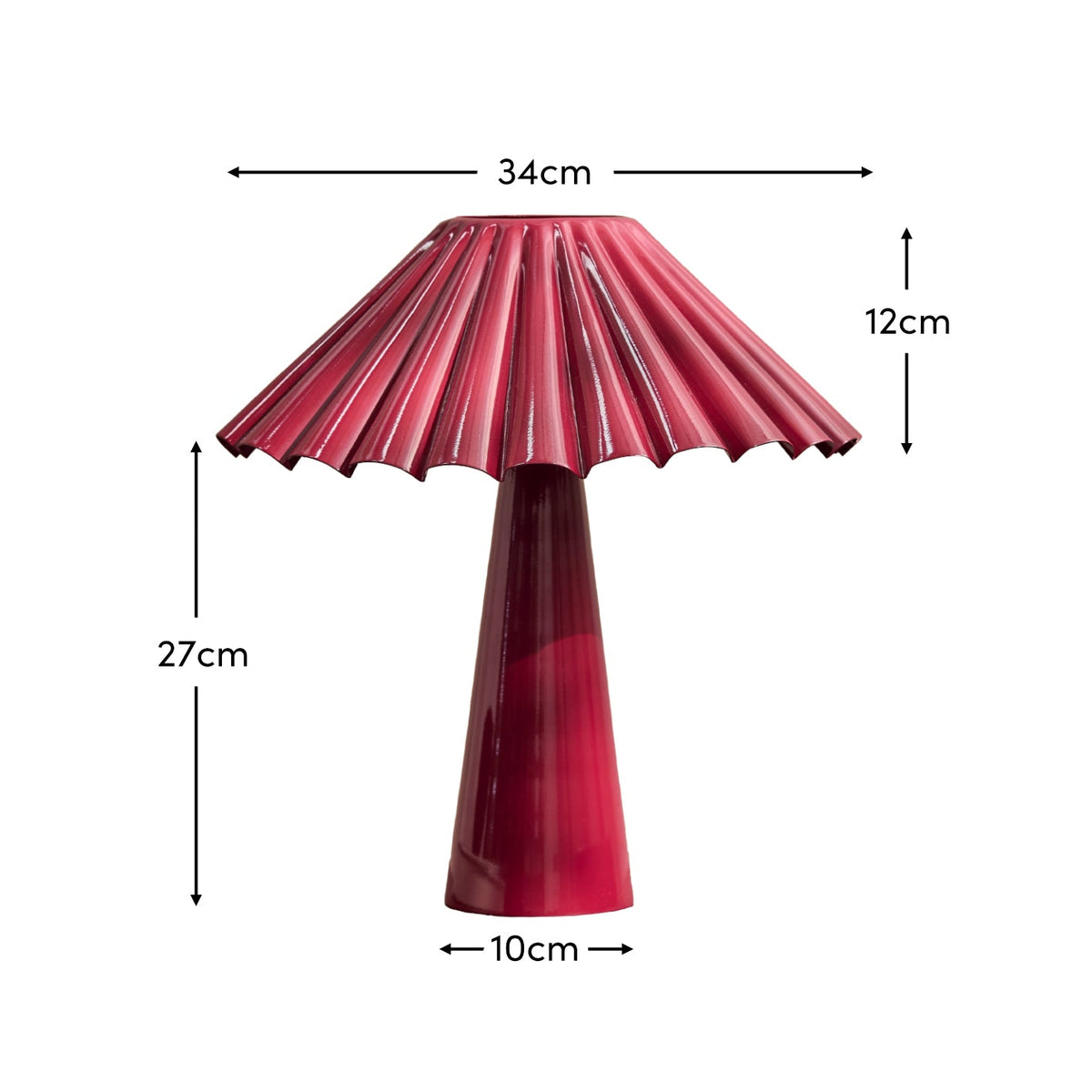 Wicken 37cm Metal Table Lamp - Burgundy Red