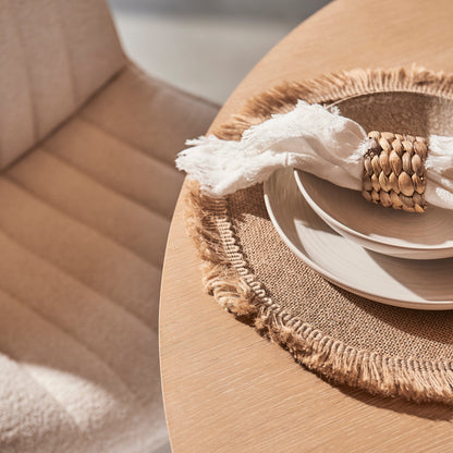 Willow Whitewash 4 Seater Round Dining Table with Bella Boucle Dining Chairs - Laura James 