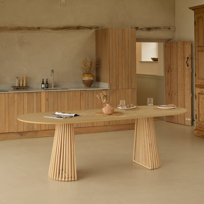 Willow Whitewash Oak Oval Dining Table Set - 6 Seater - Carter Dining Armchairs - Whitewash Oak Legs - Laura James