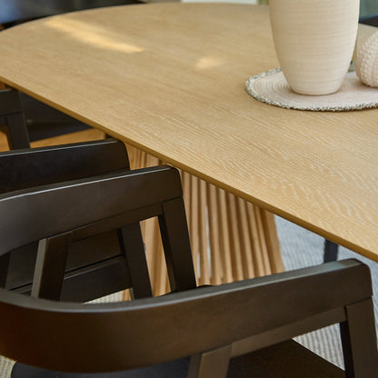 Willow 240cm Oval Dining Table - Whitewash Oak & 6 x Ella Armchairs - Black Oak - Laura James 