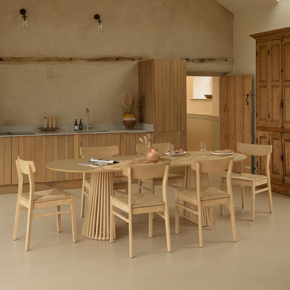 Willow Whitewash Oak Oval Dining Table Set - 6 Seater - Faye Dining Chairs - Whitewash Oak Legs - Laura James