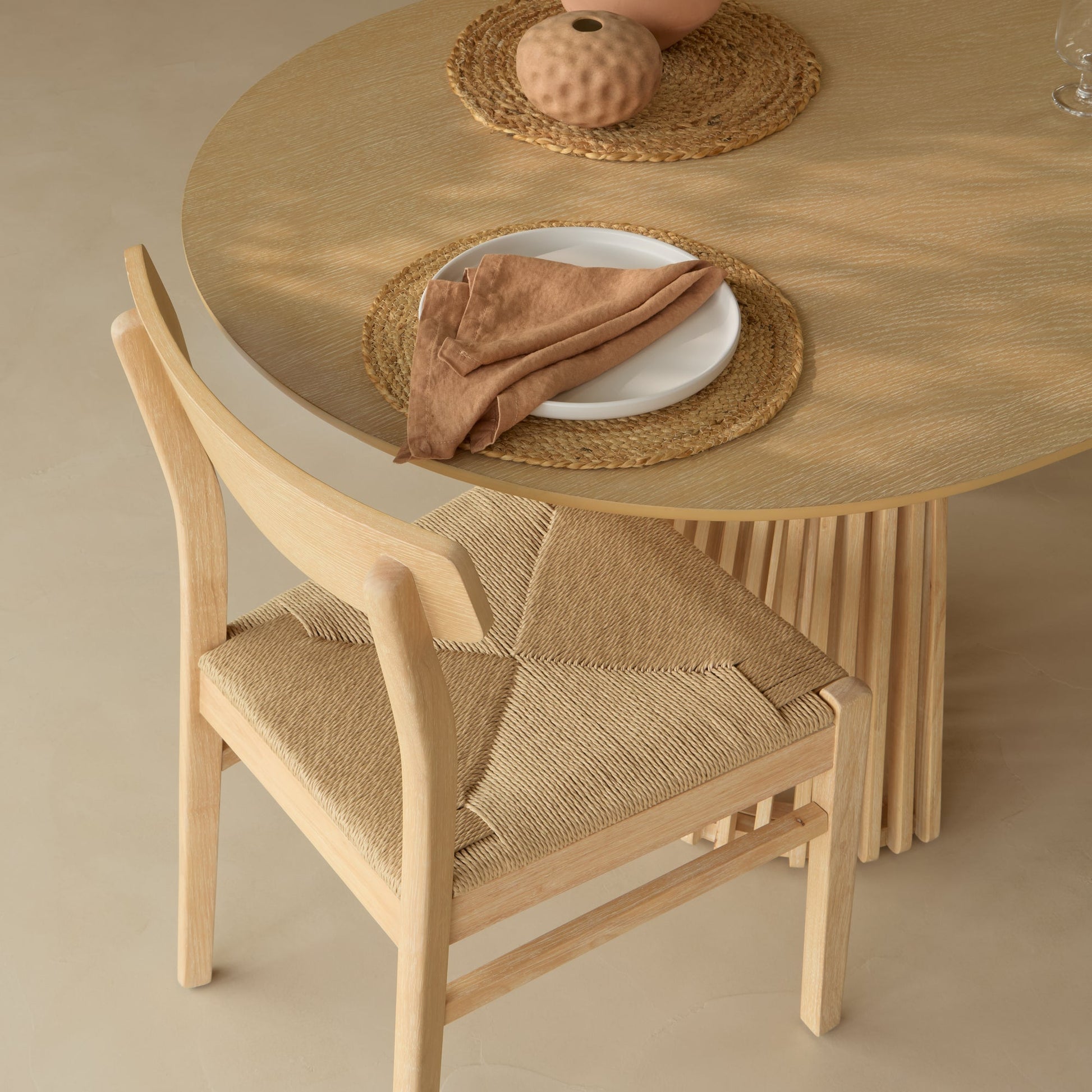 Willow Whitewash Oak Oval Dining Table Set - 6 Seater - Faye Dining Chairs - Whitewash Oak Legs - Laura James