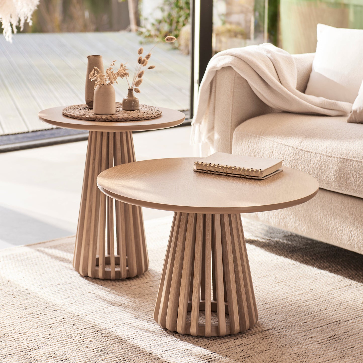 Willow Coffee and Side Table - Whitewash Oak - Laura James 