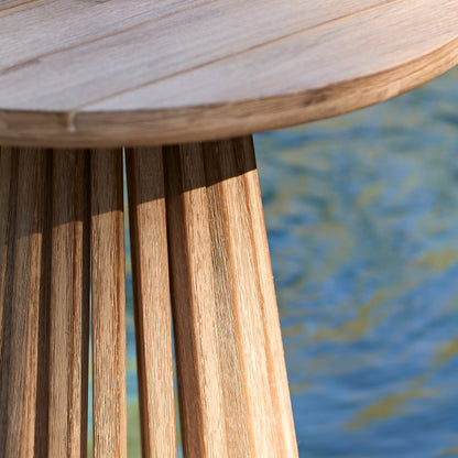 Willow Round Wooden Garden Side Table - Brushed Light Acacia - Laura James 