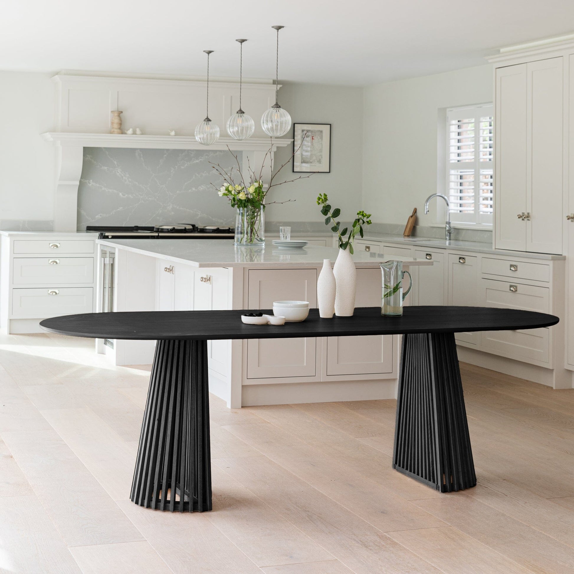 Willow Oval Dining Table - Stained Black - Laura James