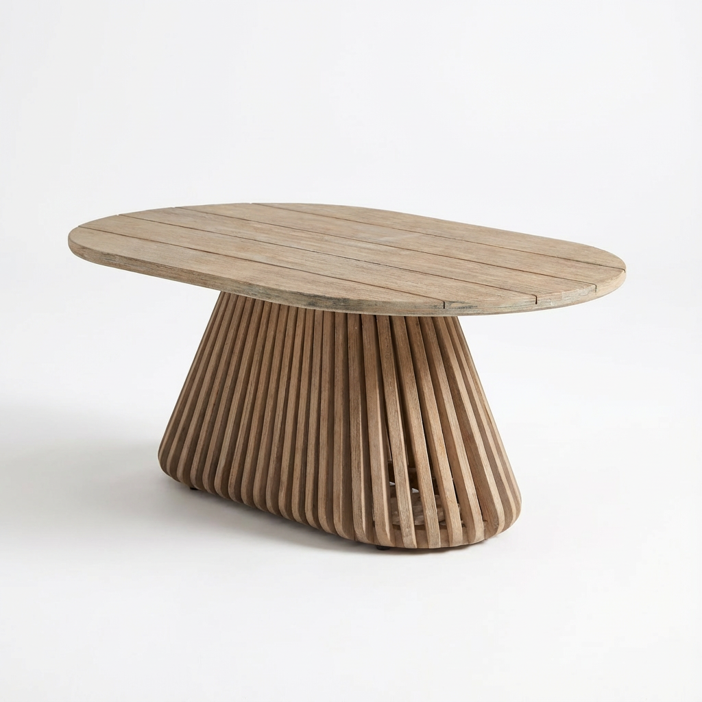 Willow Oval Garden Coffee Table - Brushed Light Acacia - Laura James