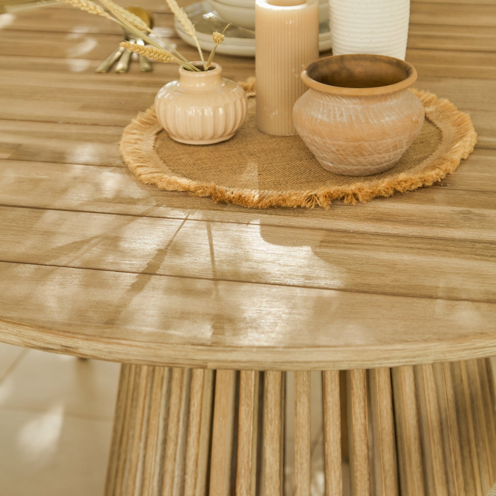 Willow 8 Seater Oval Garden Dining Table - Brushed Light Acacia -Laura James