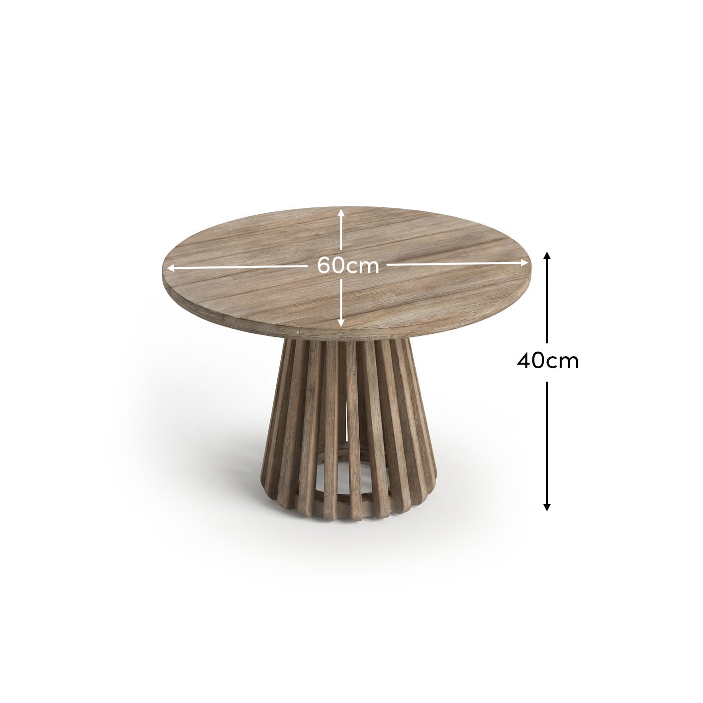 Willow Round Wooden Garden Coffee Table - Brushed Light Acacia - Laura James
