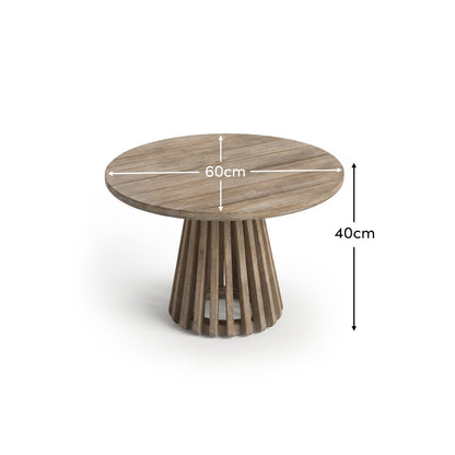 Willow Round Wooden Garden Coffee Table - Brushed Light Acacia - Laura James
