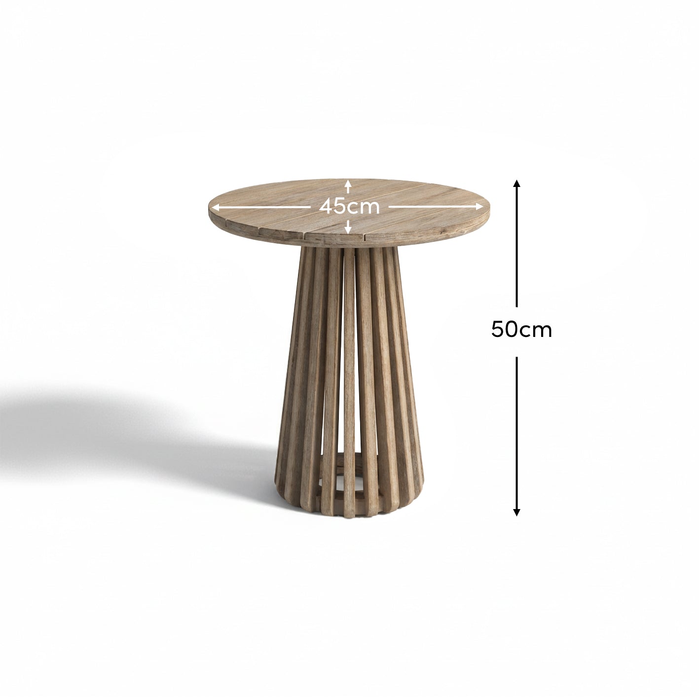 Willow Round Wooden Garden Side Table - Brushed Light Acacia -Laura James