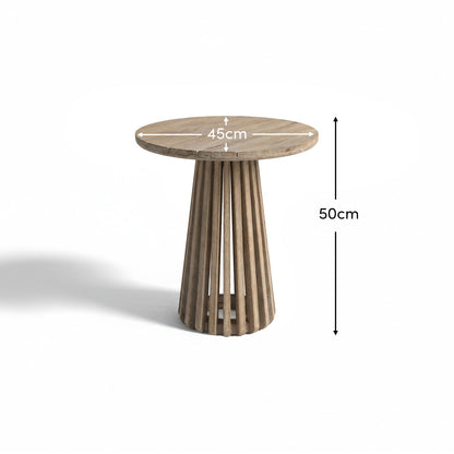 Willow Round Wooden Garden Side Table - Brushed Light Acacia -Laura James