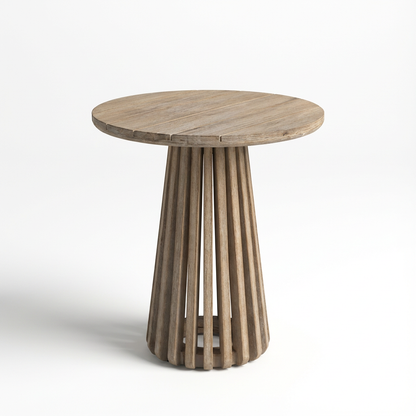 Willow Round Wooden Garden Side Table - Brushed Light Acacia - Laura James