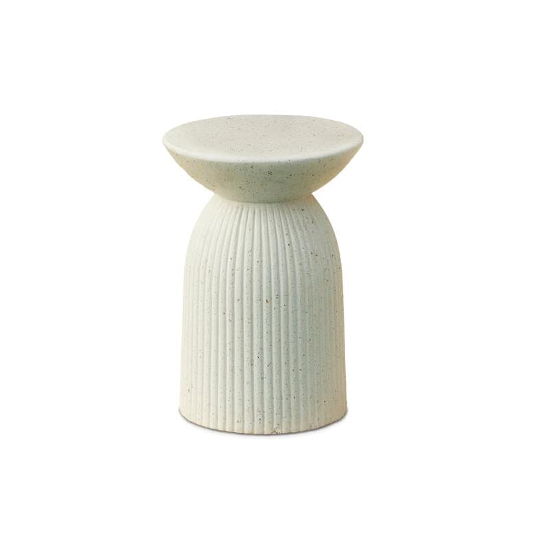 Zaliki Concrete Round Garden Side Table - Pearl Terrazzo =- Laura James 
