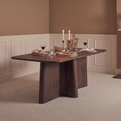 Bastian 220cm Coffee Brown Mango Wood Dining Table - Laura James 