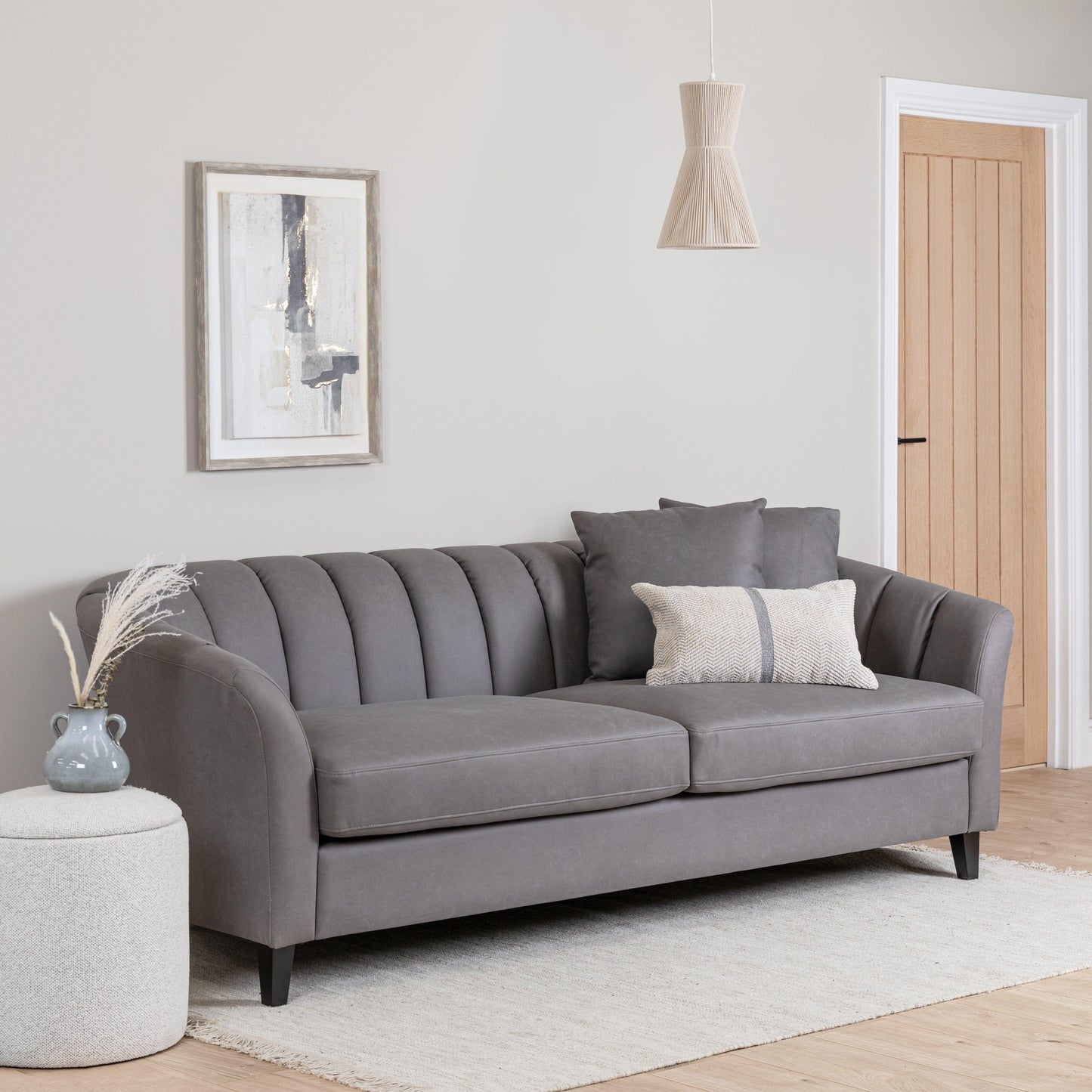 Abigail Drum Stool - Dove Grey - Laura James