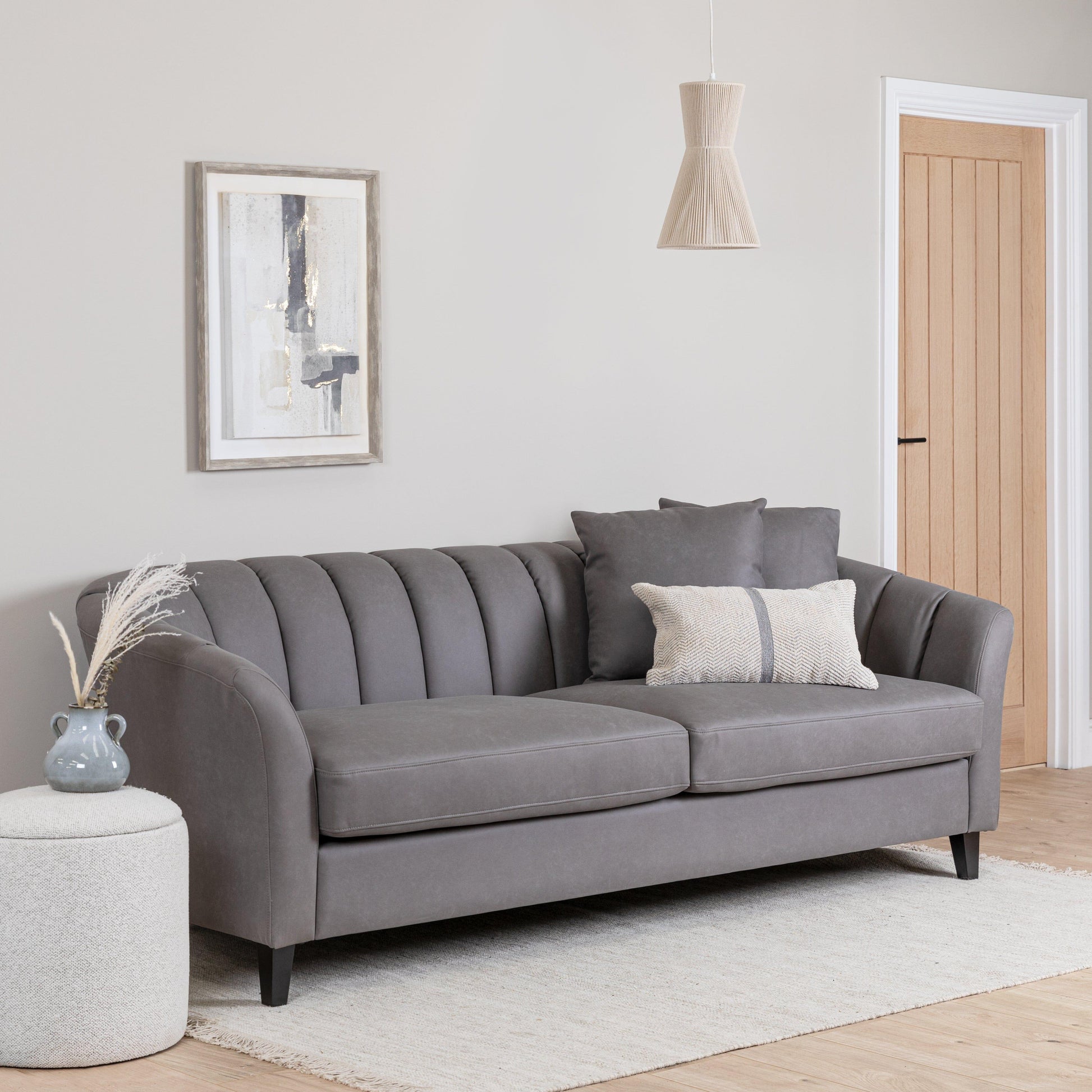 Abigail Drum Stool - Dove Grey - Laura James