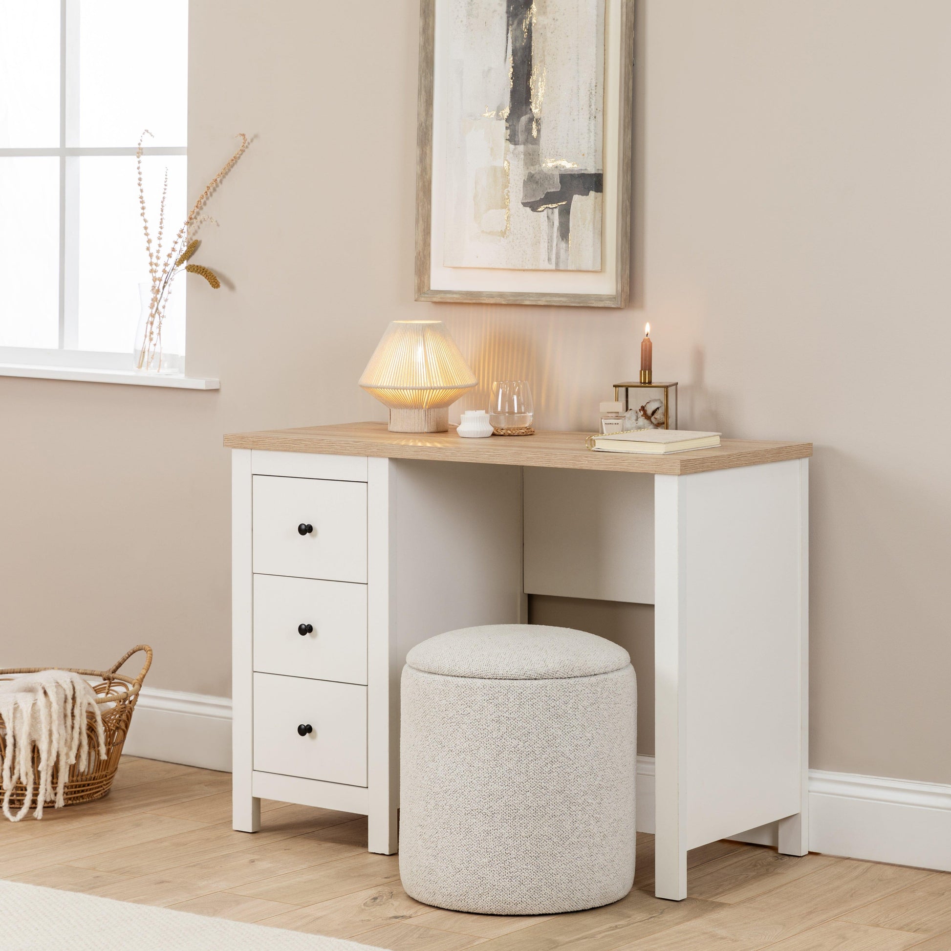 Abigail Drum Stool - Dove Grey - Laura James