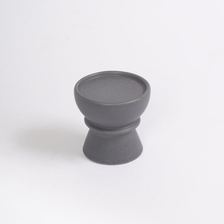 Ackton 9cm Ceramic Pillar Candle Holder - Set of 2 - Grey - Laura James