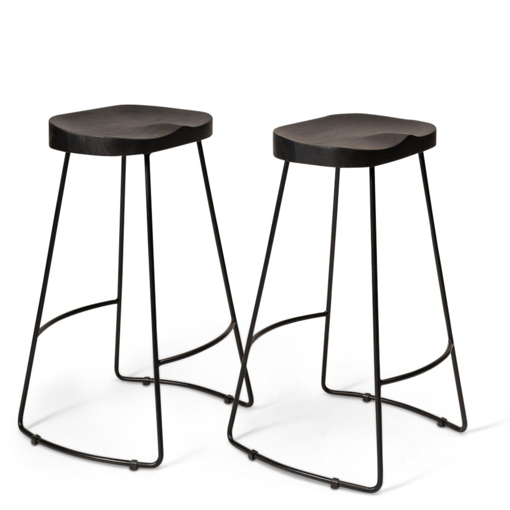 Aiden Black Mango Wood Backless Bar Stool Set of Laura James