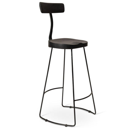 Aiden Black Mango Wood Bar Stool - Set of 2 - Laura James 