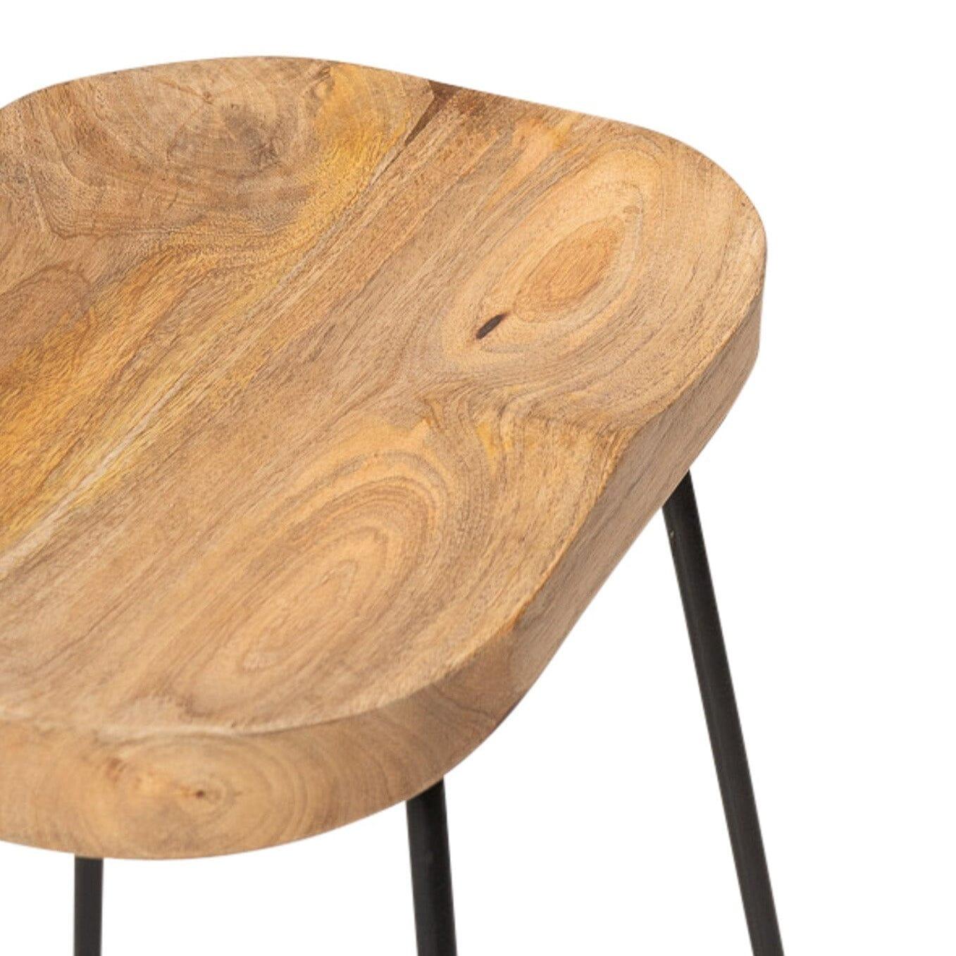 Aiden Natural Mango Wood Backless Bar Stool - Set of 2 - Laura Jamesl