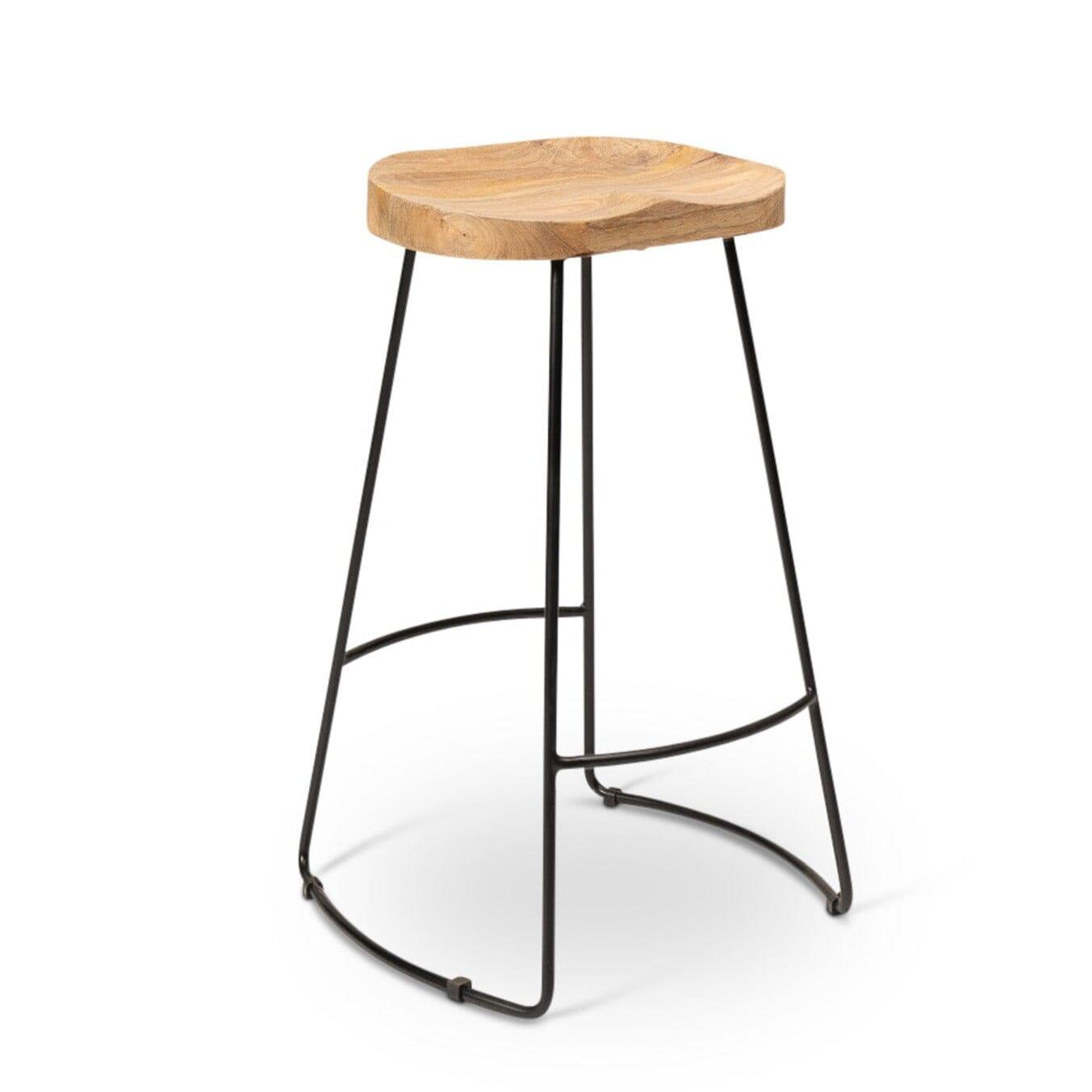 Aiden Natural Mango Wood Backless Bar Stool - Set of 2 - Laura James