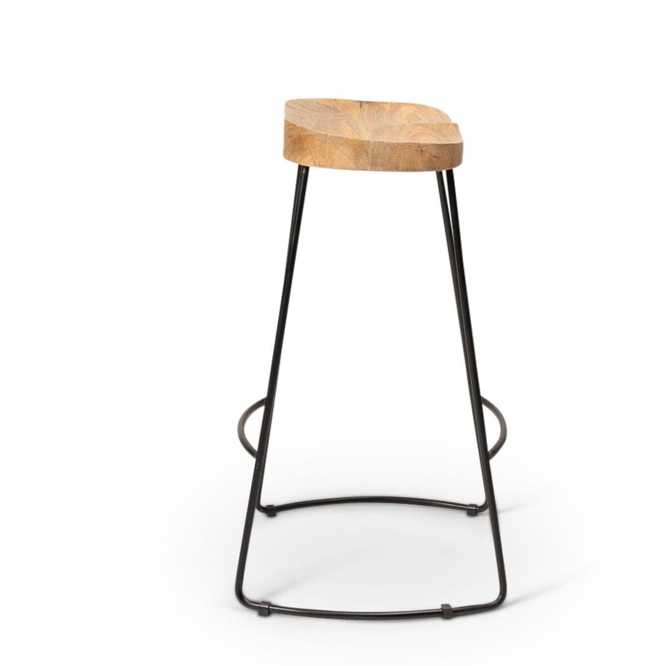 Aiden Natural Mango Wood Backless Bar Stool - Set of 2 - Laura James