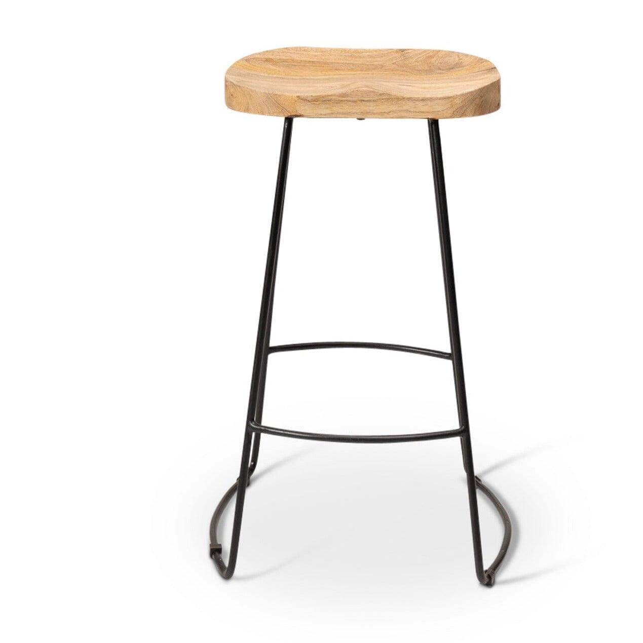 Aiden Natural Mango Wood Backless Bar Stool - Set of 2 - Laura James