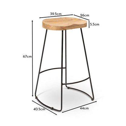 Aiden Natural Mango Wood Backless Bar Stool - Set of 2 - Laura James