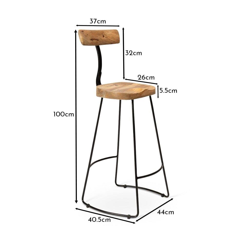 Aiden Natural Mango Wood Bar Stool - Set of 2 - Laura James