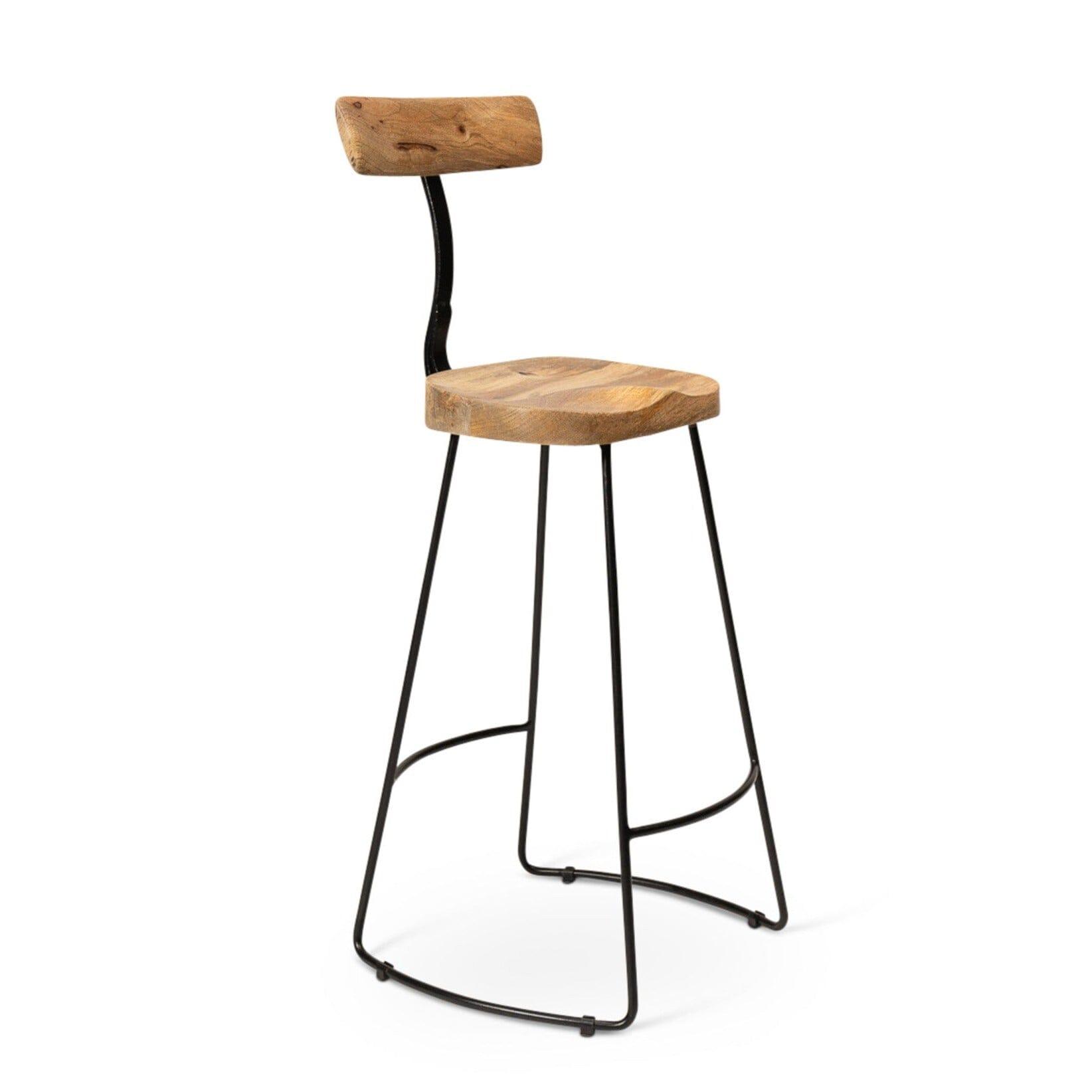 Aiden Natural Mango Wood Bar Stool - Set of 2 - Laura James