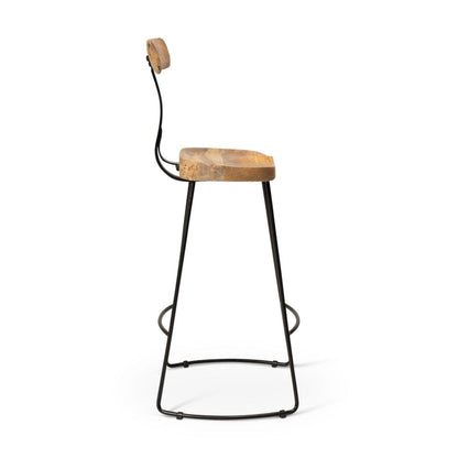 Aiden Natural Mango Wood Bar Stool - Set of 2 - Laura James