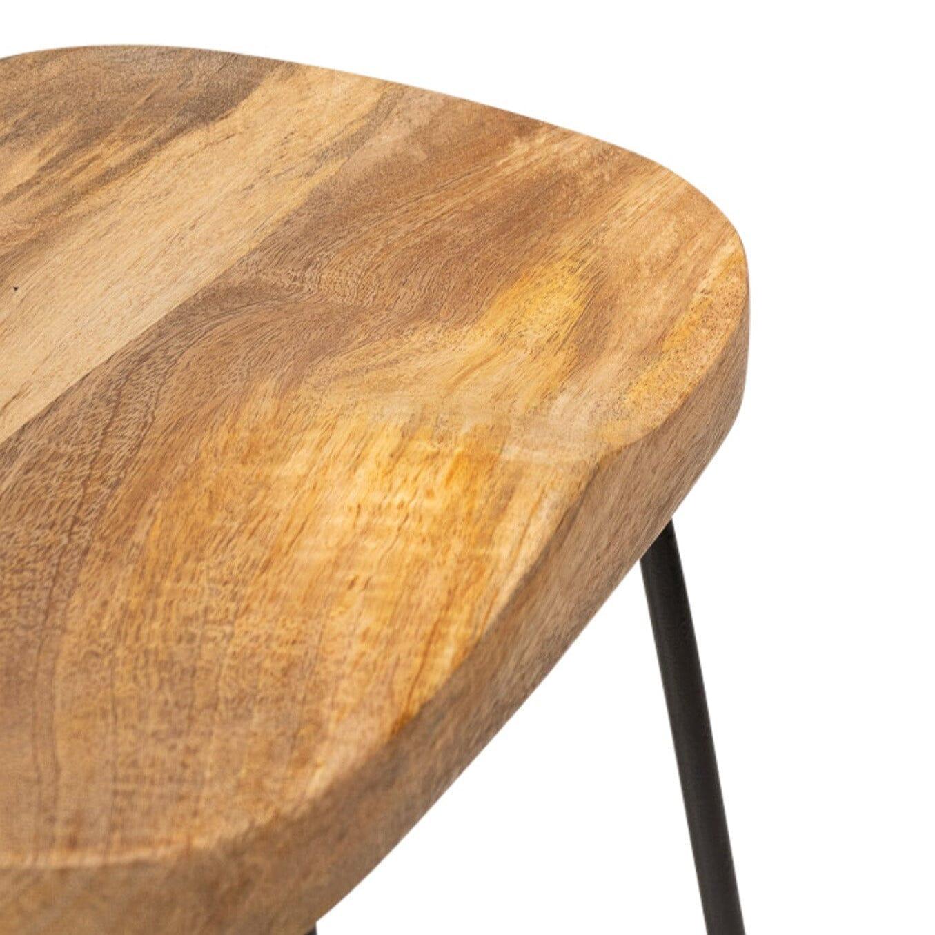 Aiden Natural Mango Wood Bar Stool - Set of 2 - Laura James