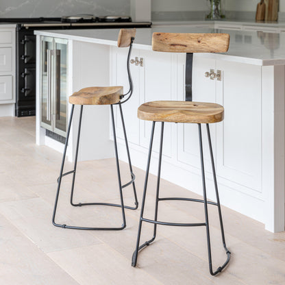 Aiden Natural Mango Wood Bar Stool - Set of 2 - Laura James