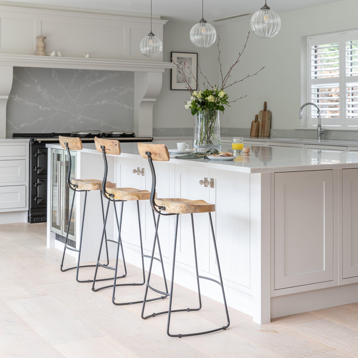 Aiden Natural Mango Wood Bar Stool - Set of 2 - Laura James