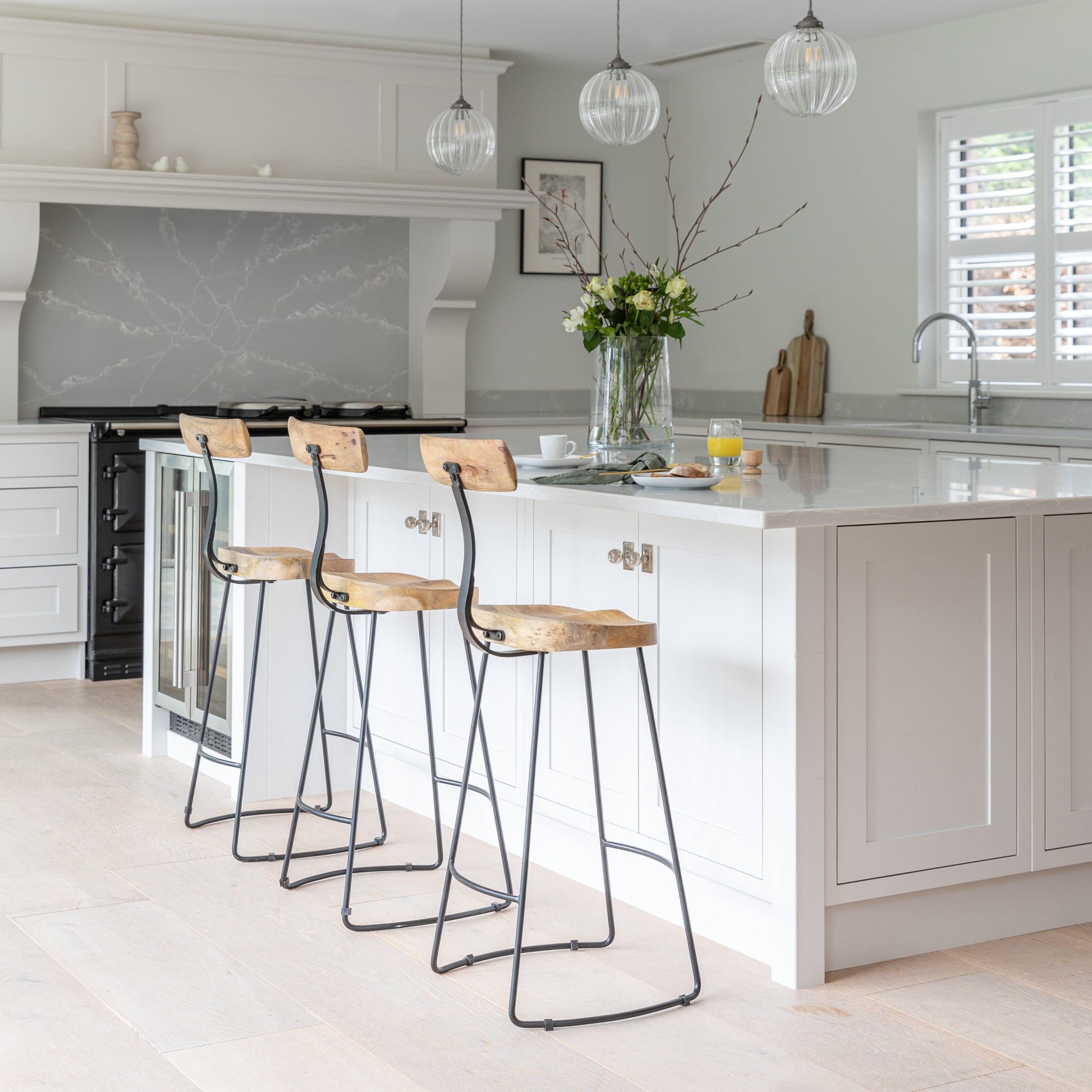 Aiden Natural Mango Wood Bar Stool - Set of 2 - Laura James