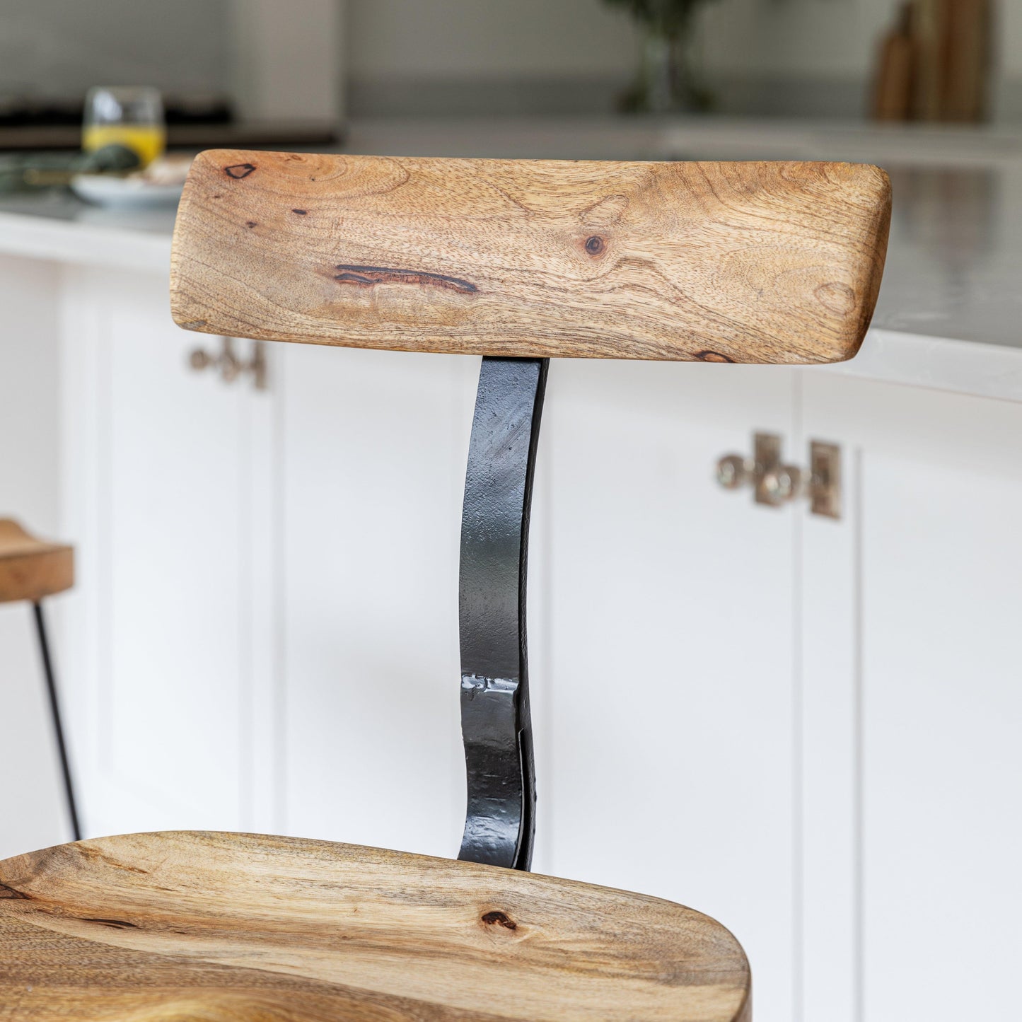 Aiden Natural Mango Wood Bar Stool - Set of 2 - Laura James