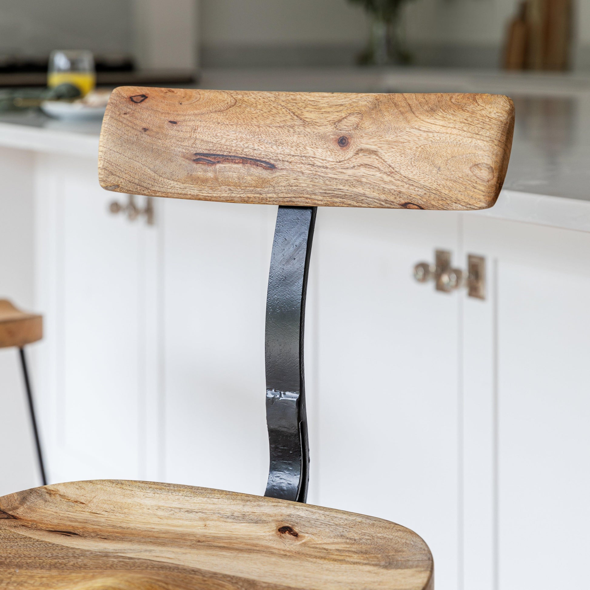 Aiden Natural Mango Wood Bar Stool - Set of 2 - Laura James