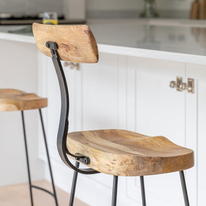 Aiden Natural Mango Wood Bar Stool - Set of 2 - Laura James