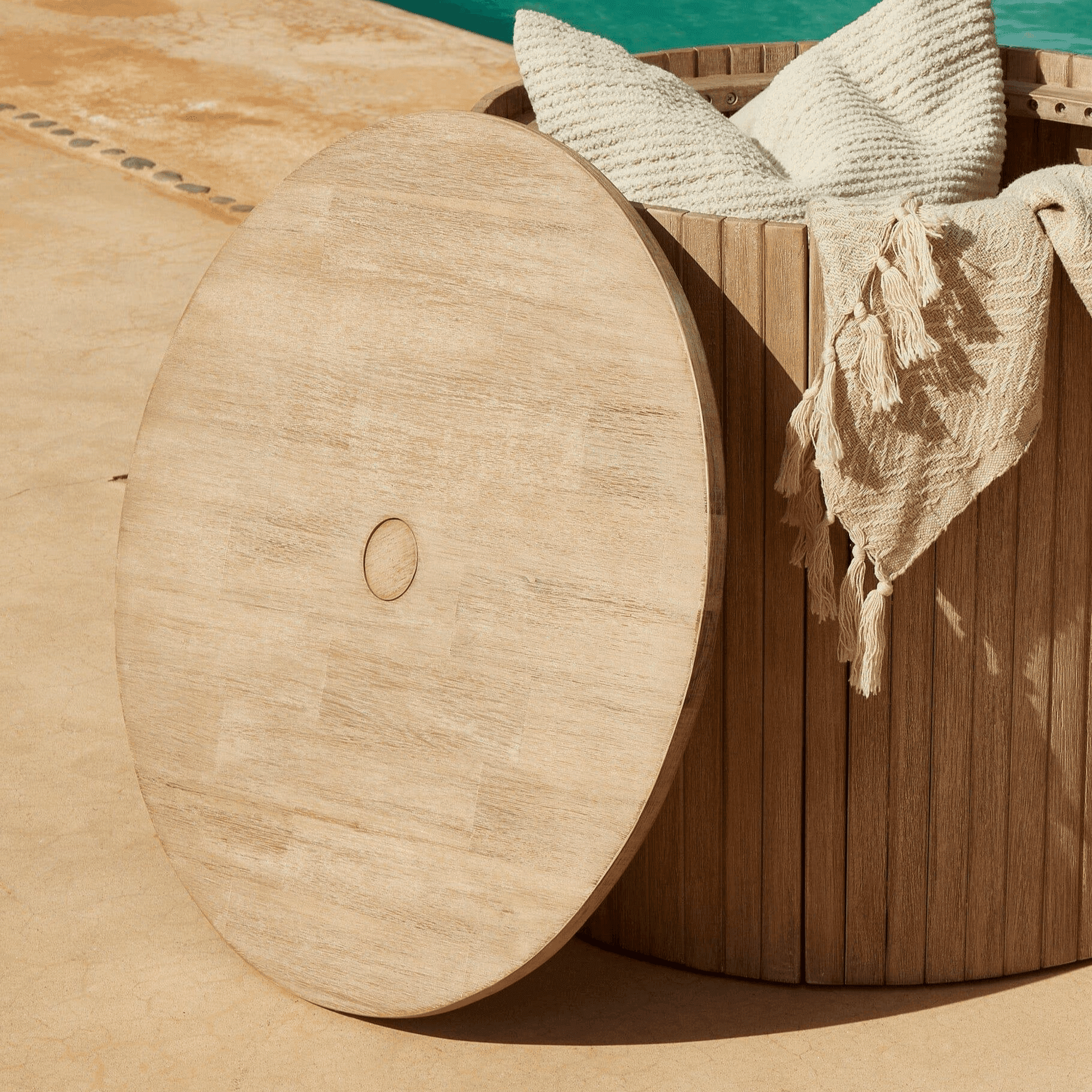 Akira Chunky Wood Table/Parasol Base - Laura James