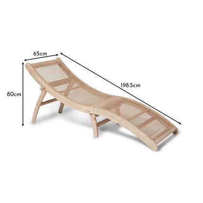 Akira Wooden Garden Rope Folding Sun Lounger - Laura James