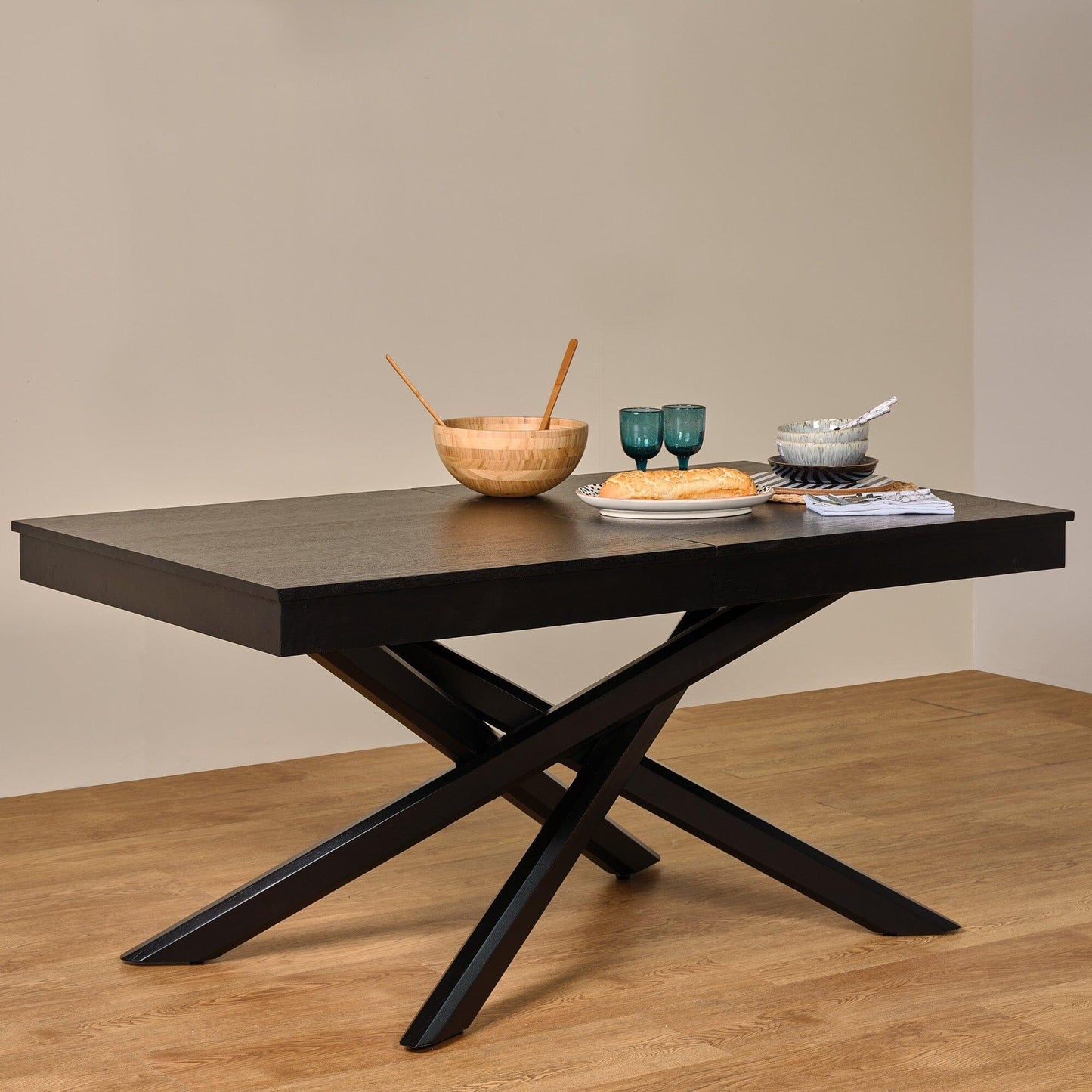 Amelia Black Dining Table Set - 6 Seater - Marilyn Boucle Dining Chairs - Black Legs