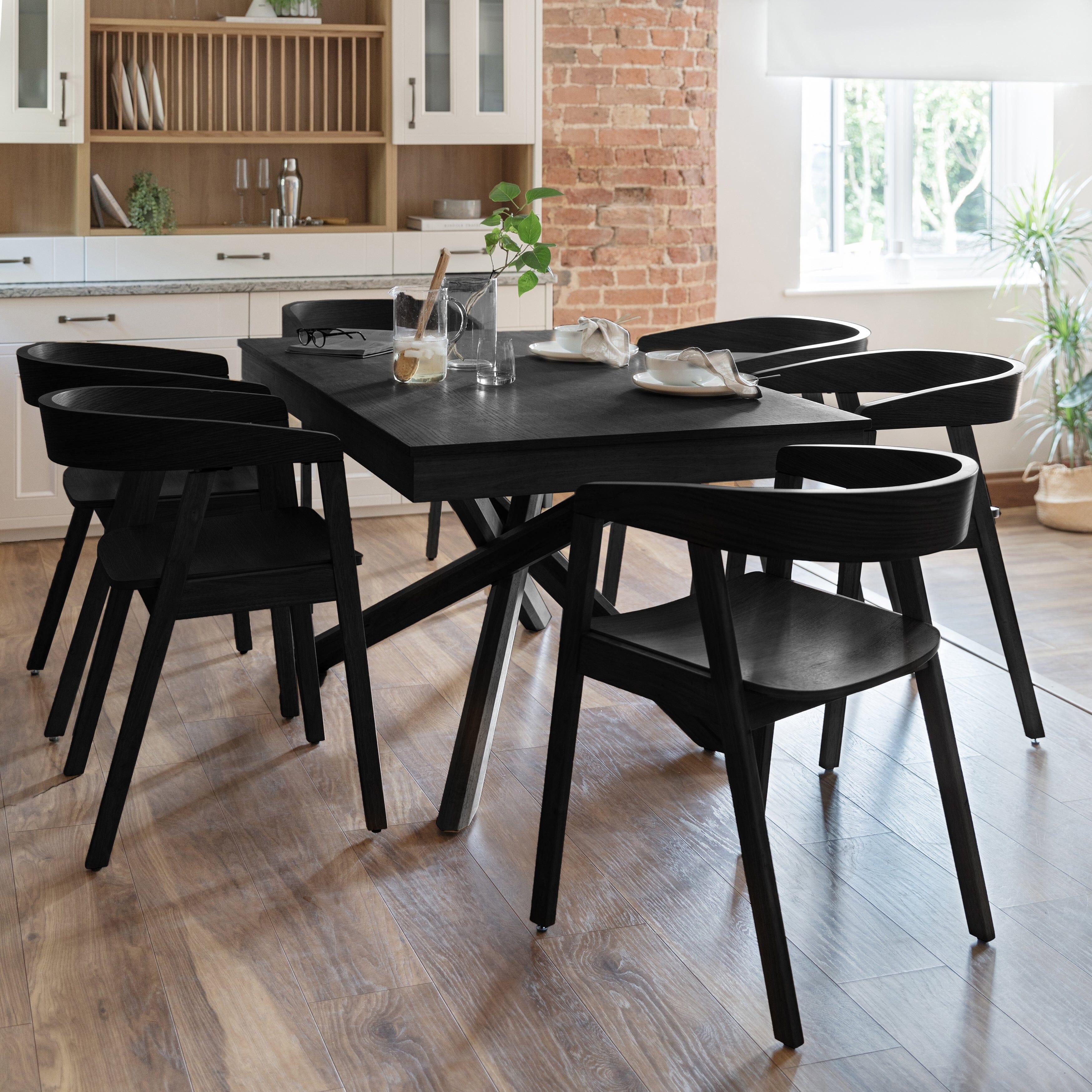 Amelia Black wooden Dining Table Set Seater Black Ella