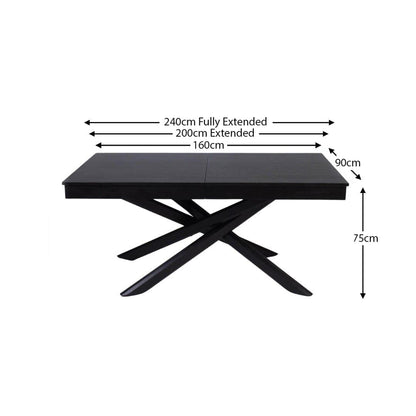 Amelia Black Wood Dining Table - Extendable
