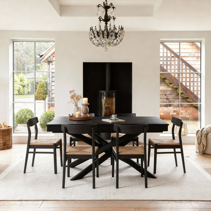 Amelia Black Extending Dining Table Set - 6 Seater - Faye Wooden Black Dining Chairs  Laura James 