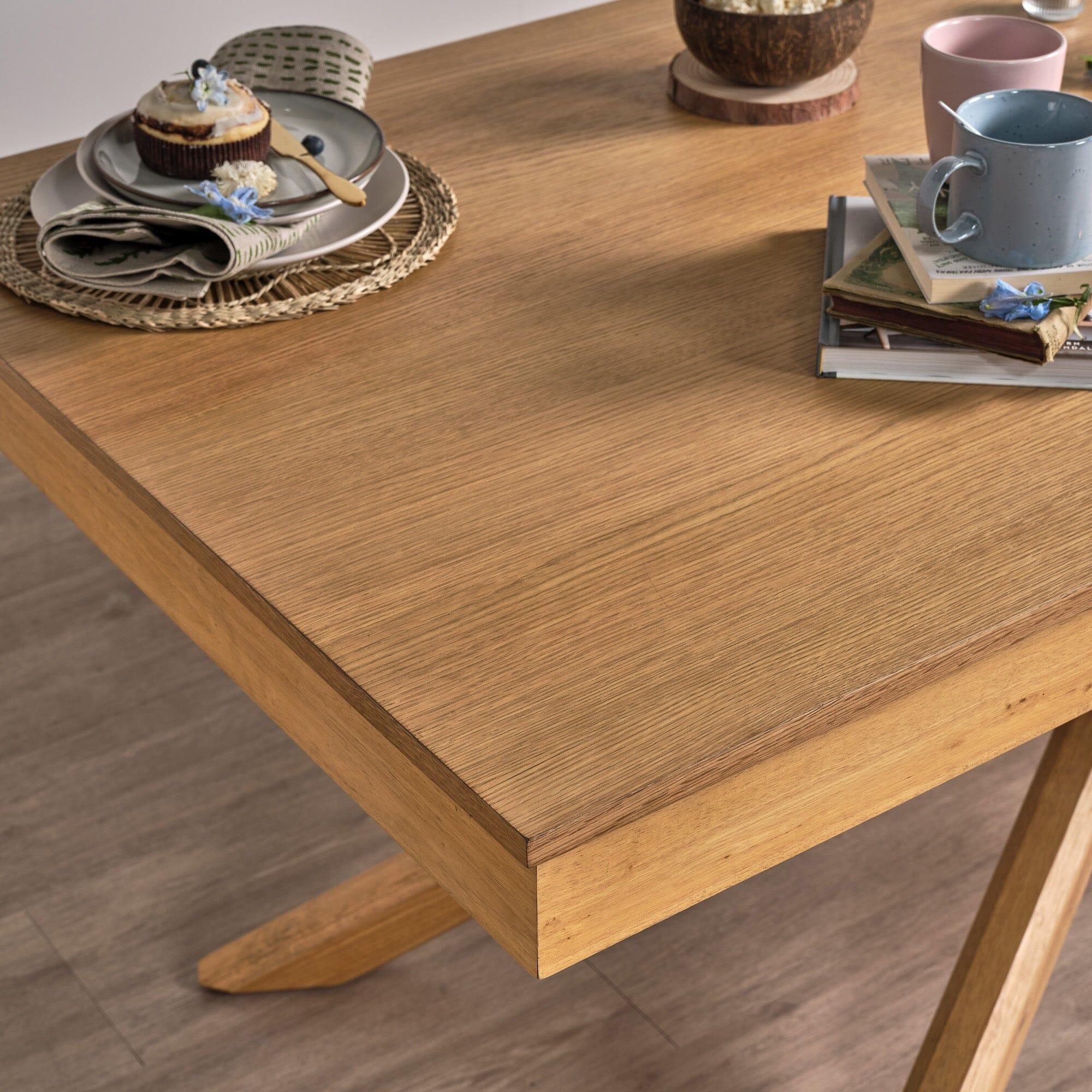 Amelia 6 Seat Oak Dining Table Set - Oak Armchairs - Laura James
